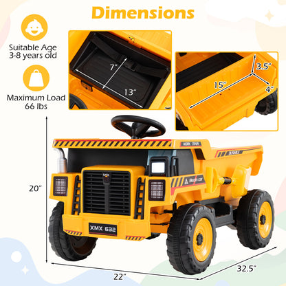 24V Construction Electric Vehicle with Dump Bed and Remote Control for Aged 3-8, Yellow Powered Ride On Toys at Gallery Canada