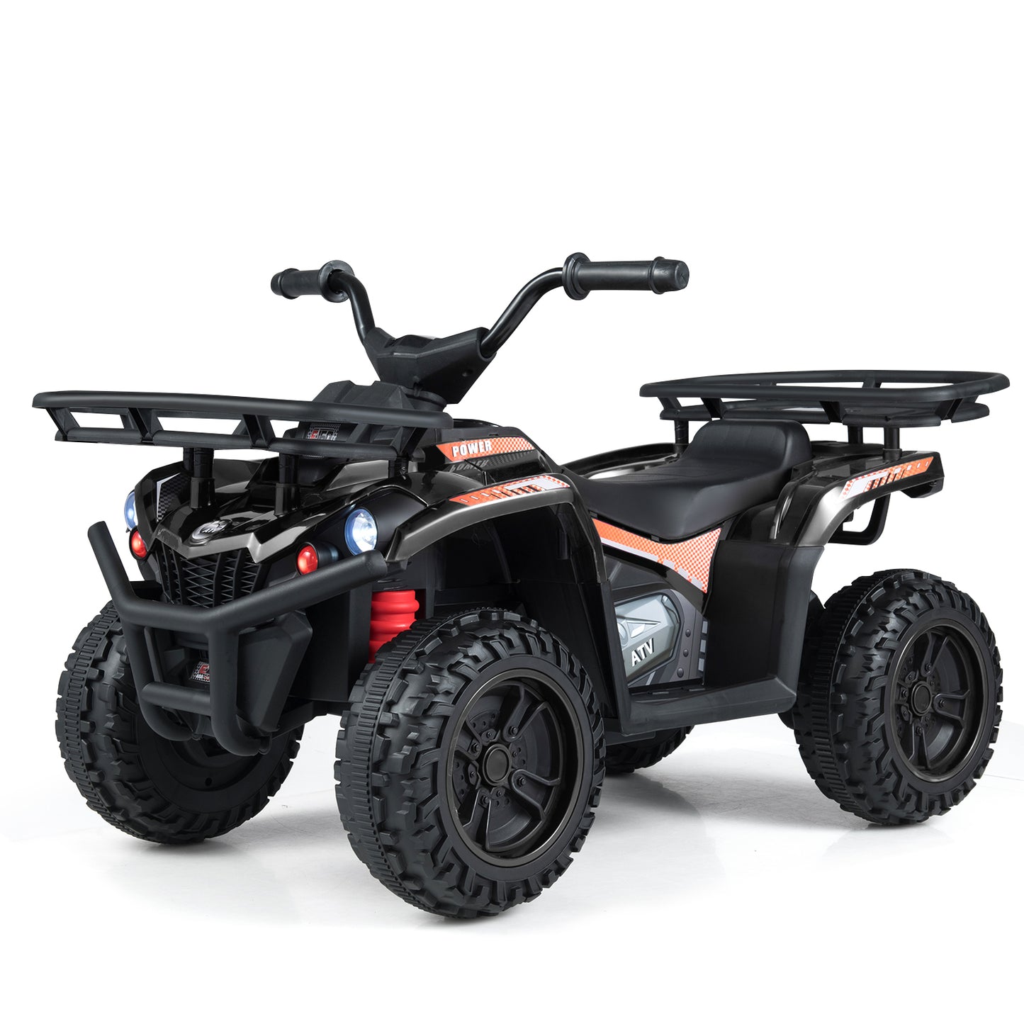24V Electric Ride On Quad with LED Headlights, Black Powered Ride On Toys Black at Gallery Canada