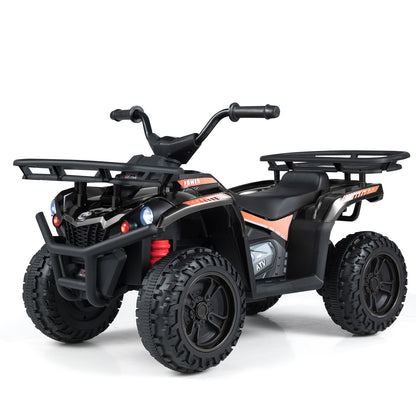 24V Electric Ride On Quad with LED Headlights, Black Powered Ride On Toys Black at Gallery Canada