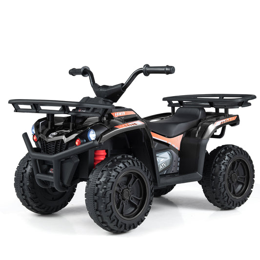 24V Electric Ride On Quad with LED Headlights, Black Powered Ride On Toys Black at Gallery Canada