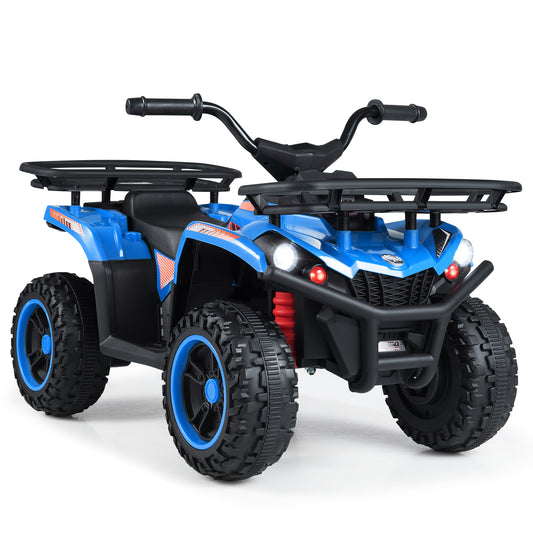 24V Electric Ride On Quad with LED Headlights, Blue Powered Ride On Toys Blue at Gallery Canada