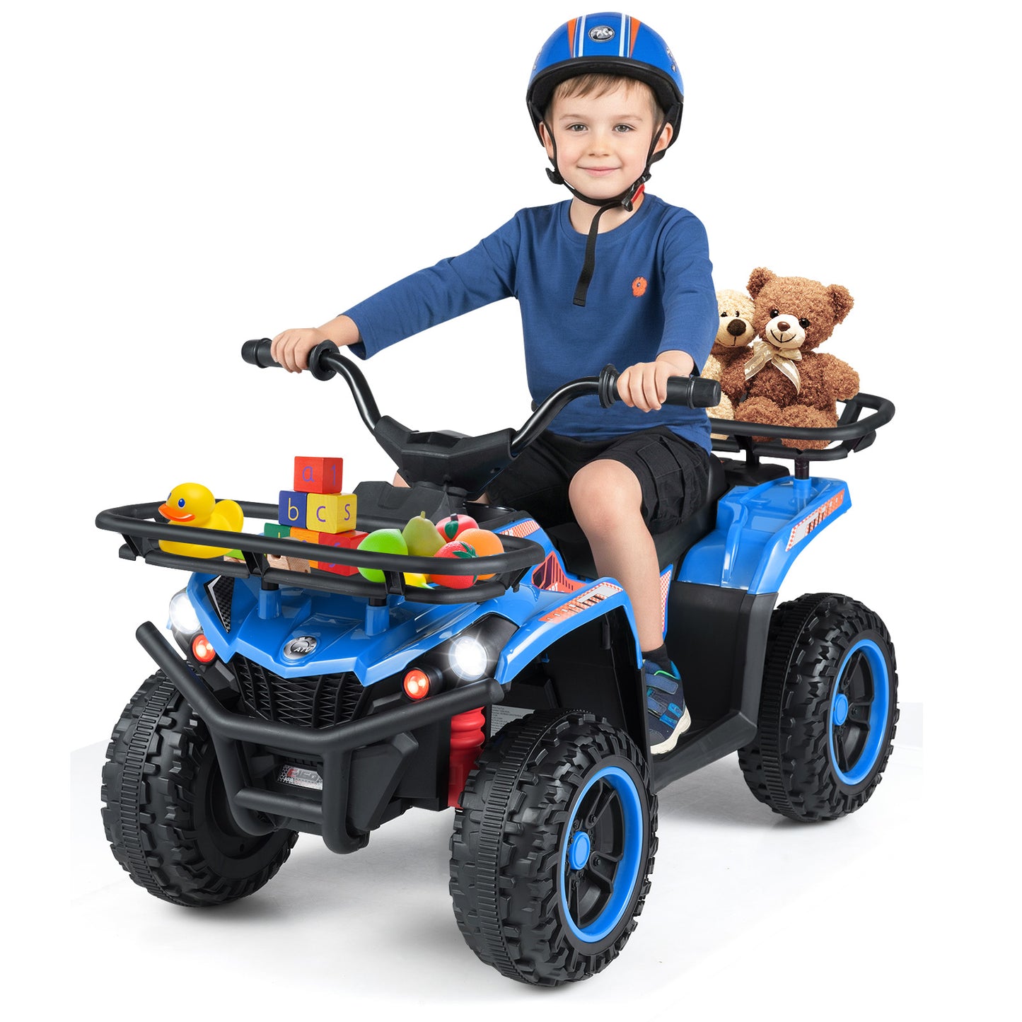 24V Electric Ride On Quad with LED Headlights, Blue