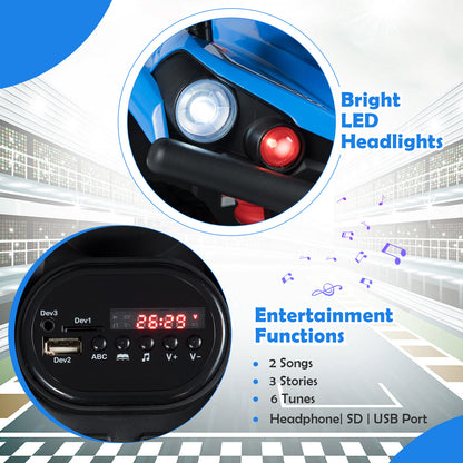 24V Electric Ride On Quad with LED Headlights, Blue