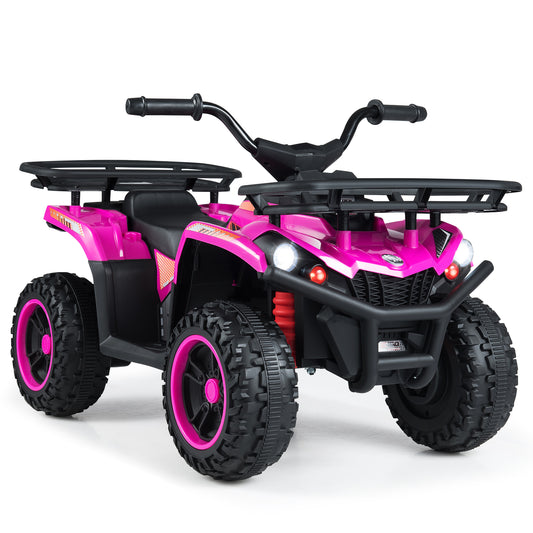 24V Electric Ride On Quad with LED Headlights, Pink