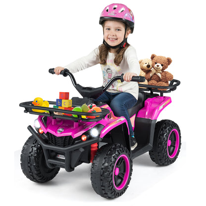 24V Electric Ride On Quad with LED Headlights, Pink