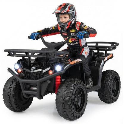 24V Electric Ride On Quad with LED Headlights, Black Powered Ride On Toys at Gallery Canada