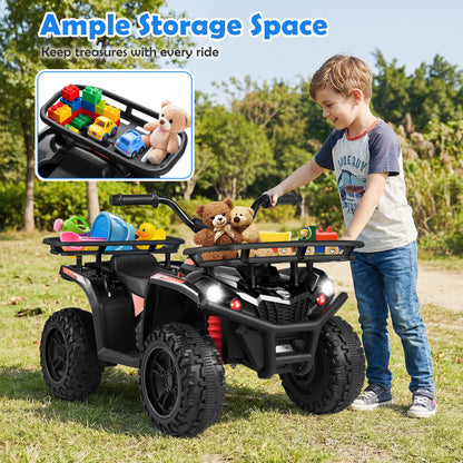 24V Electric Ride On Quad with LED Headlights, Black Powered Ride On Toys at Gallery Canada
