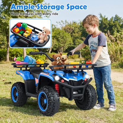 24V Electric Ride On Quad with LED Headlights, Blue Powered Ride On Toys at Gallery Canada