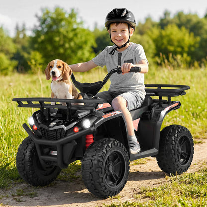 24V Electric Ride On Quad with LED Headlights-Black-2 Pieces, (2 pieces) Black + Black Powered Ride On Toys at Gallery Canada