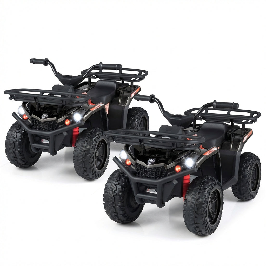 24V Electric Ride On Quad with LED Headlights-Black-2 Pieces, (2 pieces) Black + Black Powered Ride On Toys (2 pieces) Black + Black at Gallery Canada