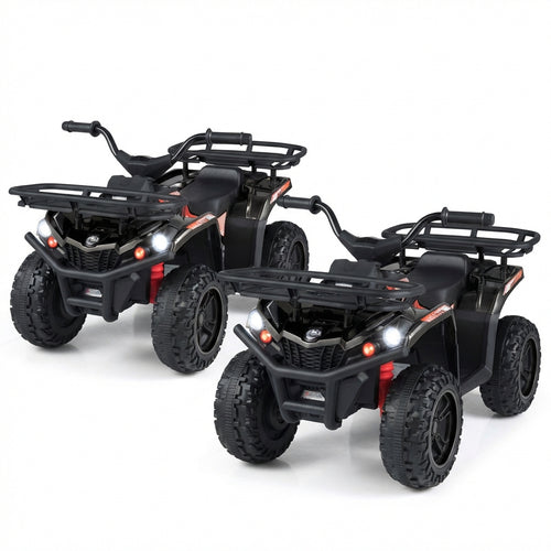 24V Electric Ride On Quad with LED Headlights-Black-2 Pieces, (2 pieces) Black + Black