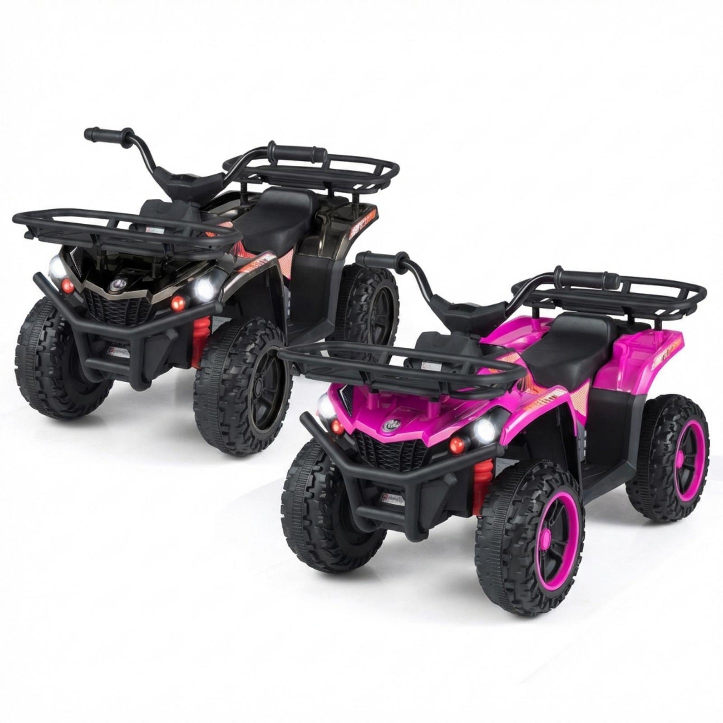 24V Electric Ride On Quad with LED Headlights-Black+Pink, (2 pieces) Black + Pink Powered Ride On Toys (2 pieces) Black + Pink at Gallery Canada
