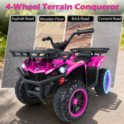 24V Electric Ride On Quad with LED Headlights-Black+Pink, (2 pieces) Black + Pink Powered Ride On Toys at Gallery Canada