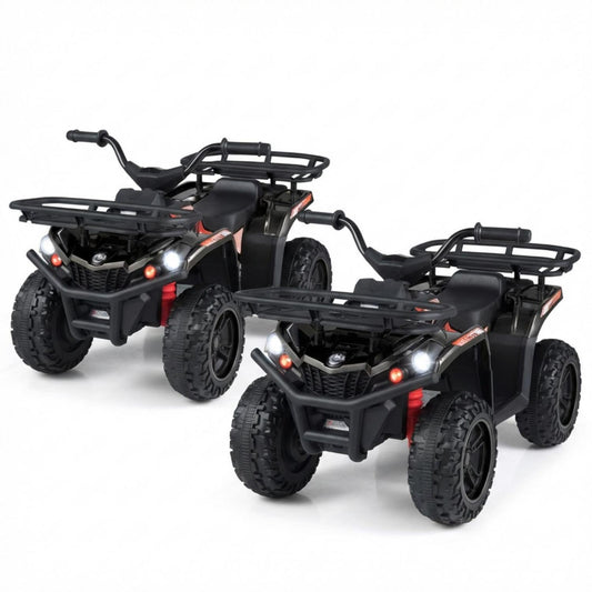 24V Electric Ride On Quad with LED Headlights-Black-2 Pieces, (2 pieces) Black + Black