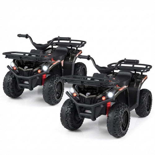 24V Electric Ride On Quad with LED Headlights-Black-2 Pieces, (2 pieces) Black + Black