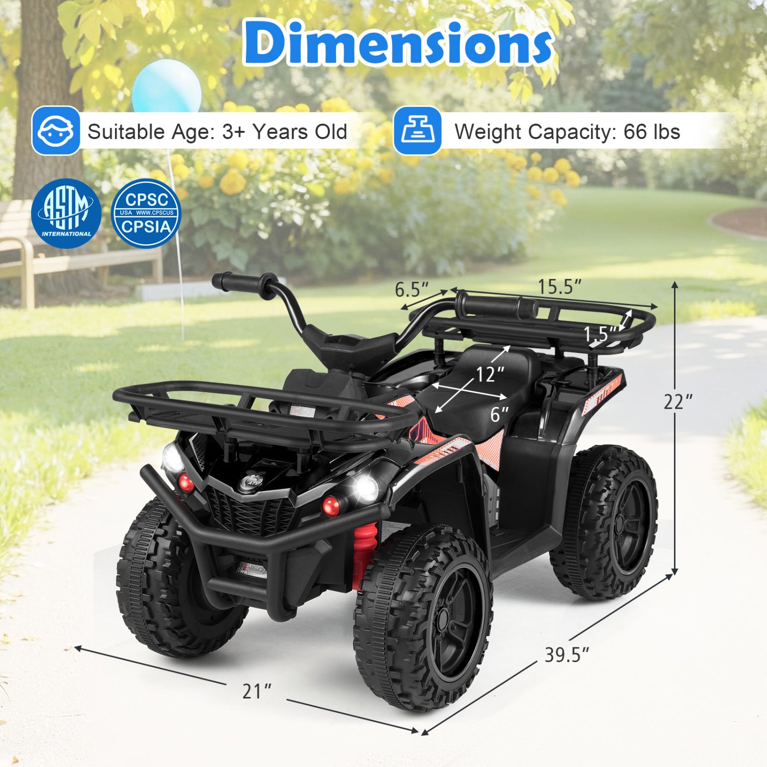 24V Electric Ride On Quad with LED Headlights-Black-2 Pieces, (2 pieces) Black + Black Powered Ride On Toys at Gallery Canada