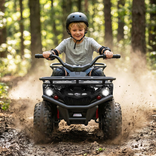 24V Electric Ride On Quad with LED Headlights, Black