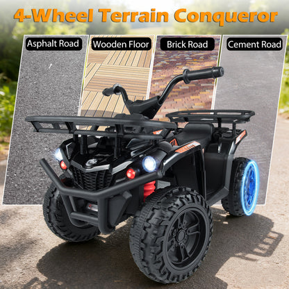 24V Electric Ride On Quad with LED Headlights, Black Powered Ride On Toys at Gallery Canada
