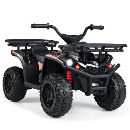 24V Electric Ride On Quad with LED Headlights, Black Powered Ride On Toys Black at Gallery Canada