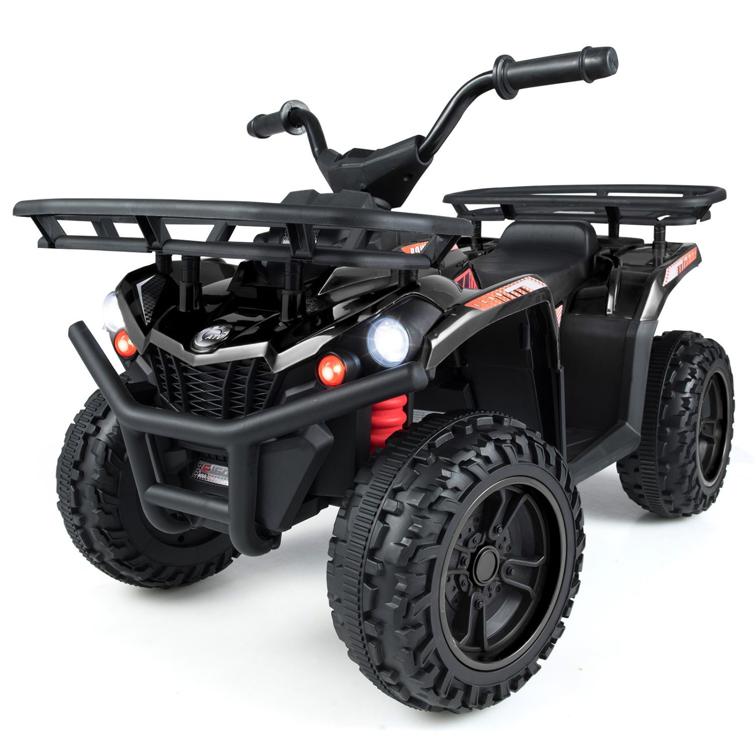 24V Electric Ride On Quad with LED Headlights, Black Powered Ride On Toys at Gallery Canada