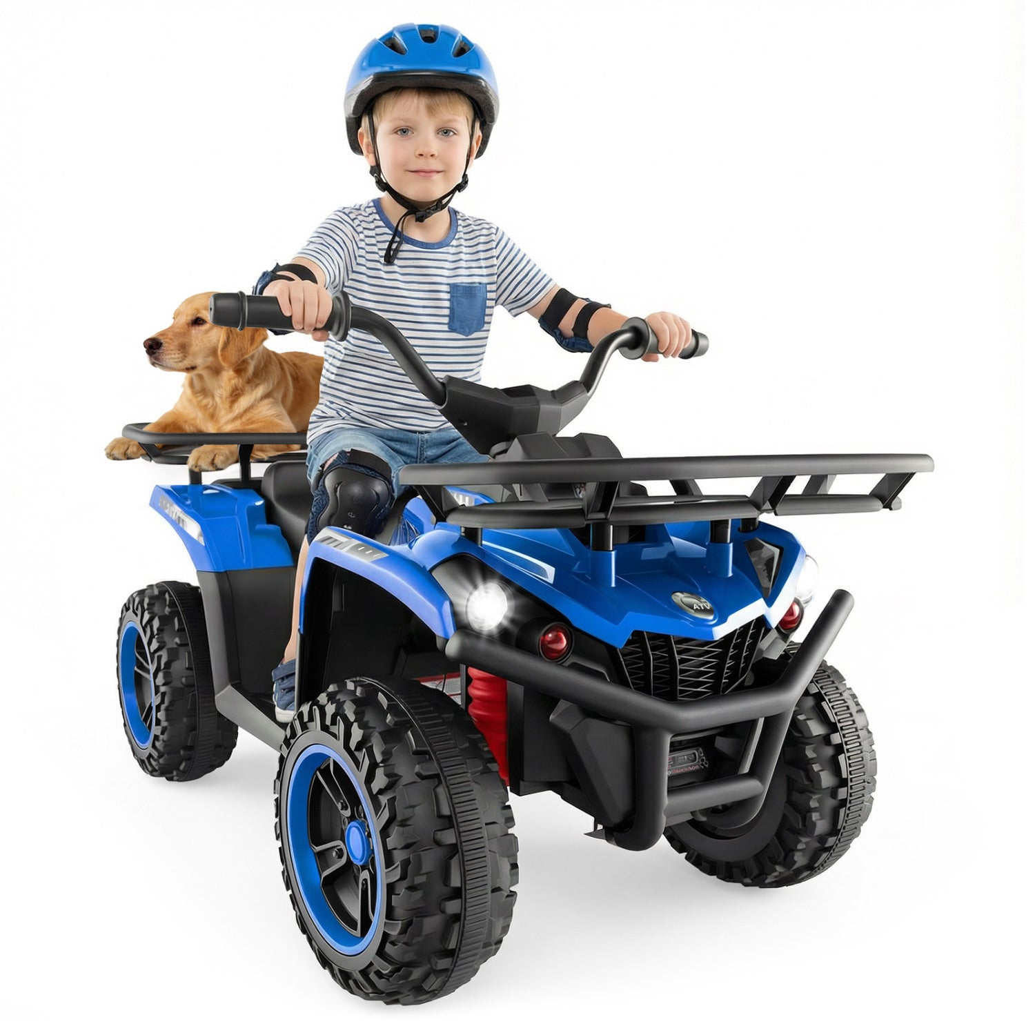 24V Electric Ride On Quad with LED Headlights, Blue Powered Ride On Toys at Gallery Canada