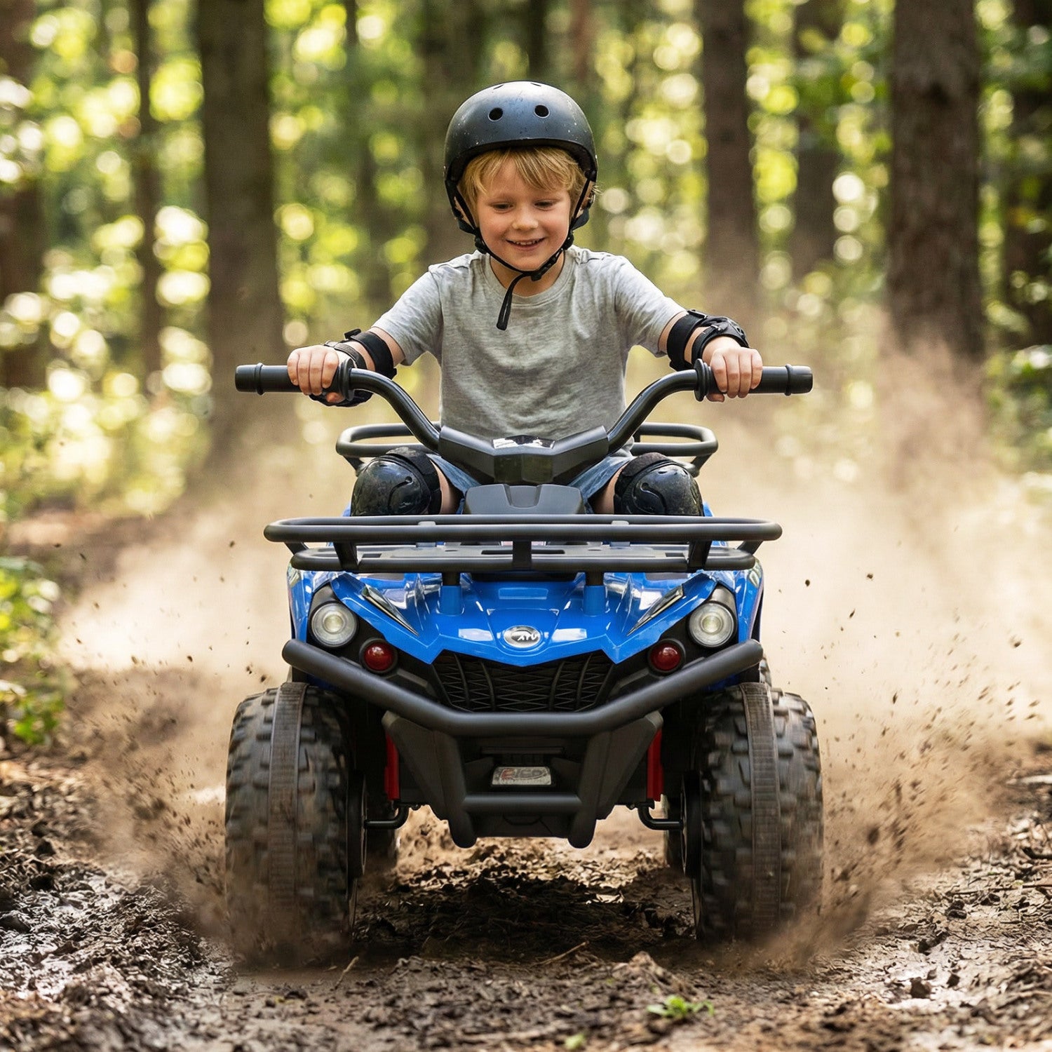 24V Electric Ride On Quad with LED Headlights, Blue Powered Ride On Toys at Gallery Canada