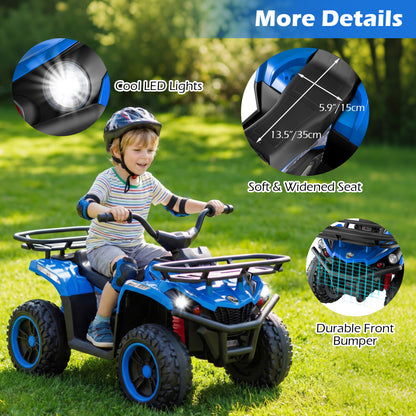 24V Electric Ride On Quad with LED Headlights, Blue Powered Ride On Toys at Gallery Canada