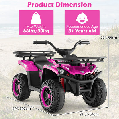 24V Electric Ride On Quad with LED Headlights, Pink Powered Ride On Toys at Gallery Canada