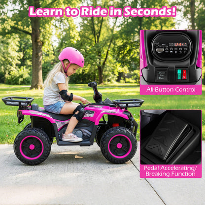 24V Electric Ride On Quad with LED Headlights, Pink Powered Ride On Toys at Gallery Canada