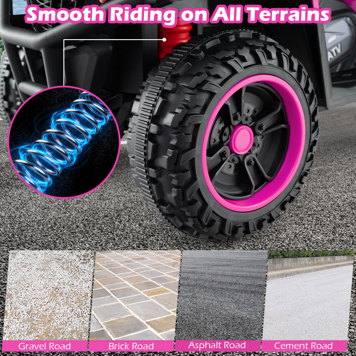 24V Electric Ride On Quad with LED Headlights, Pink Powered Ride On Toys at Gallery Canada