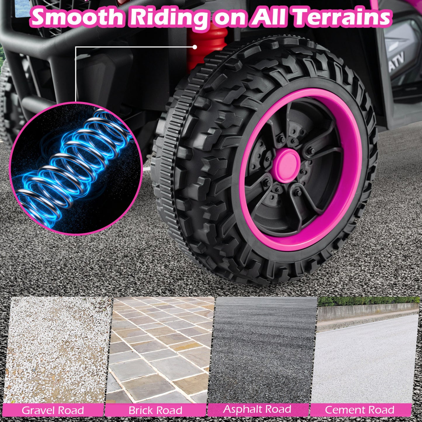24V Electric Ride On Quad with LED Headlights, Pink Powered Ride On Toys at Gallery Canada