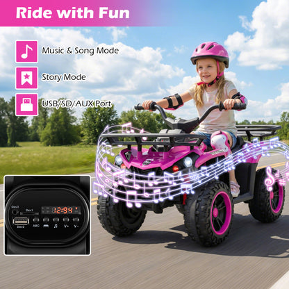 24V Electric Ride On Quad with LED Headlights, Pink Powered Ride On Toys at Gallery Canada