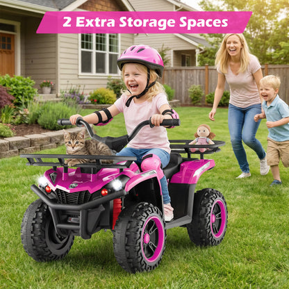 24V Electric Ride On Quad with LED Headlights, Pink Powered Ride On Toys at Gallery Canada
