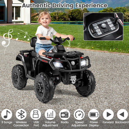 24V Kids ATV 2-Seater with 4 Motors with LED Lights and Music, Black Powered Ride On Toys at Gallery Canada