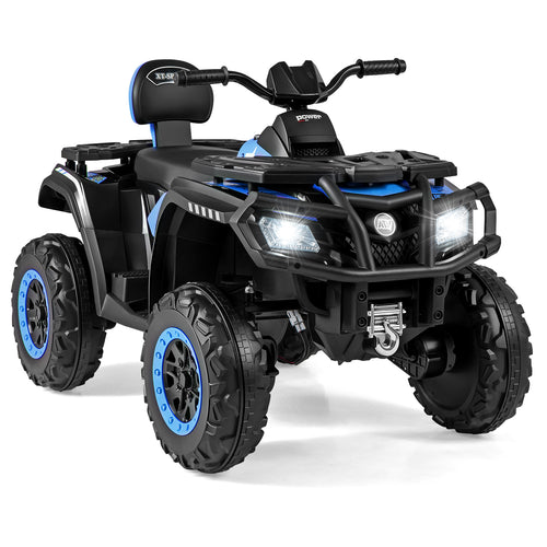 24V Kids ATV 2-Seater with 4 Motors with LED Lights and Music, Blue