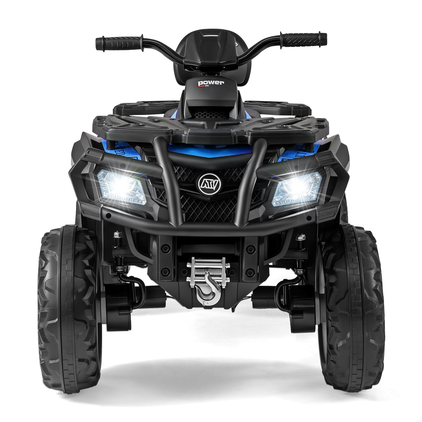24V Kids ATV 2-Seater with 4 Motors with LED Lights and Music, Blue Powered Ride On Toys at Gallery Canada