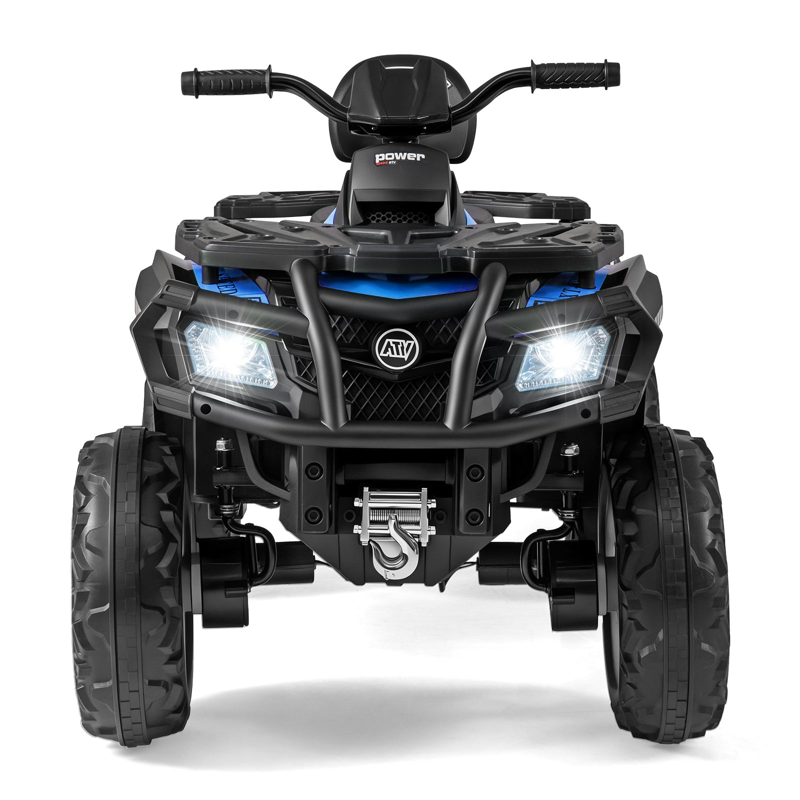 24V Kids ATV 2-Seater with 4 Motors with LED Lights and Music, Blue Powered Ride On Toys at Gallery Canada