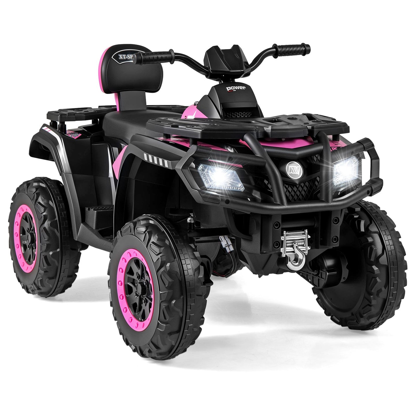 24V Kids ATV 2-Seater with 4 Motors with LED Lights and Music, Pink Powered Ride On Toys Pink at Gallery Canada