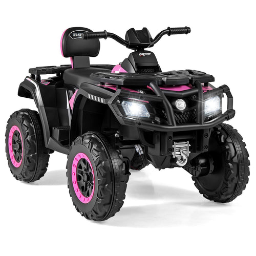24V Kids ATV 2-Seater with 4 Motors with LED Lights and Music, Pink