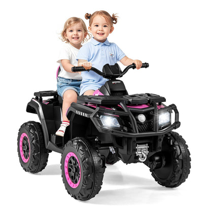 24V Kids ATV 2-Seater with 4 Motors with LED Lights and Music, Pink Powered Ride On Toys at Gallery Canada