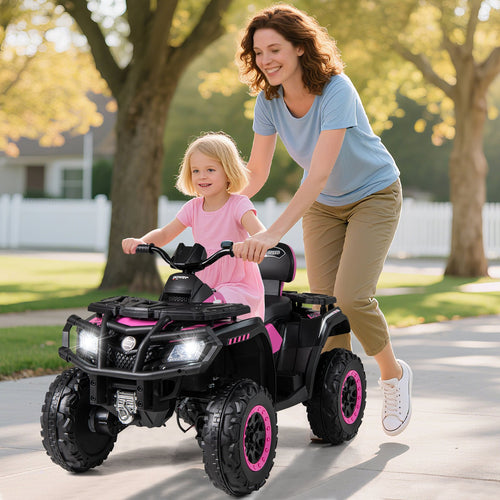 24V Kids ATV 2-Seater with 4 Motors with LED Lights and Music, Pink