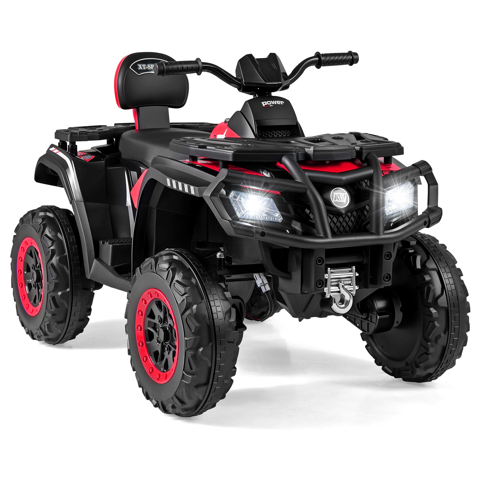 24V Kids ATV 2-Seater, 4 Motors, LED Lights, Music, Red Powered Ride On Toys at Gallery Canada