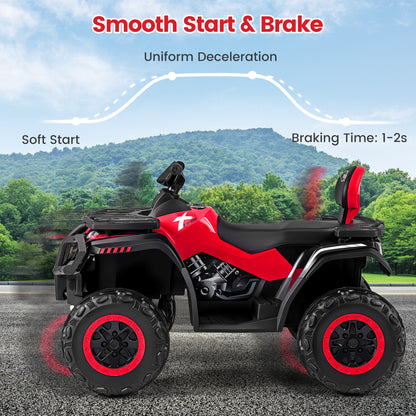 24V Kids ATV 2-Seater with 4 Motors with LED Lights and Music, Red Powered Ride On Toys at Gallery Canada