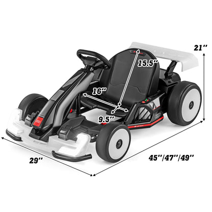 24V Kids Go Kart Licensed Audi Adjustable Ride on Racing Toy with Horn, Black & White Powered Ride On Toys at Gallery Canada