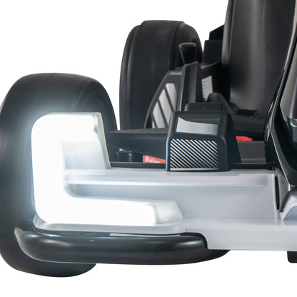 24V Kids Go Kart Licensed Audi Adjustable Ride on Racing Toy with Horn, Black & White Powered Ride On Toys at Gallery Canada