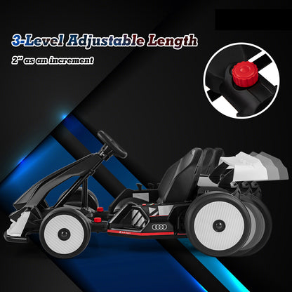 24V Kids Go Kart Licensed Audi Adjustable Ride on Racing Toy with Horn, Black & White Powered Ride On Toys at Gallery Canada