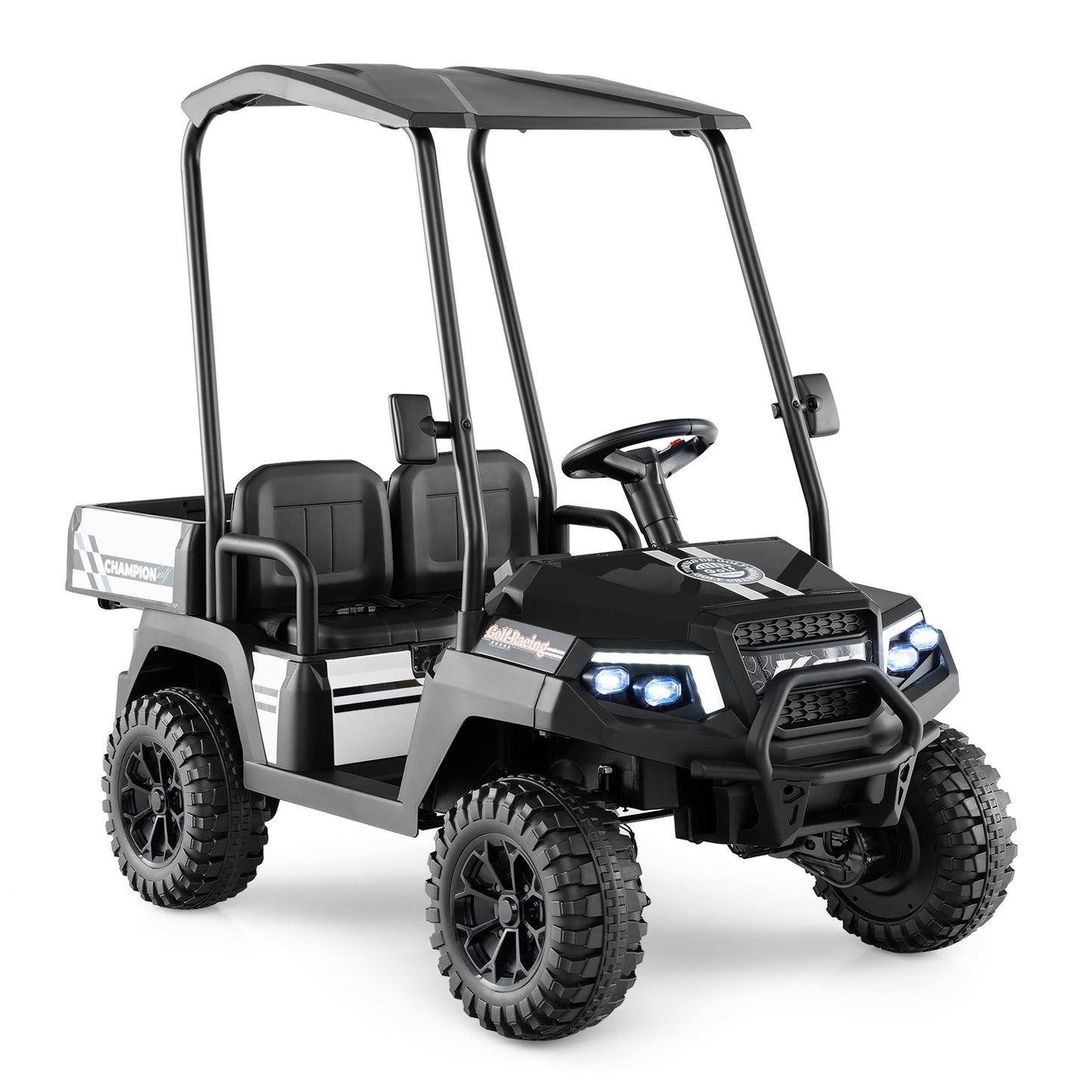 24V Kids Golf Cart, 4WD 2-Seater Ride On Car, Black Powered Ride On Toys Black at Gallery Canada