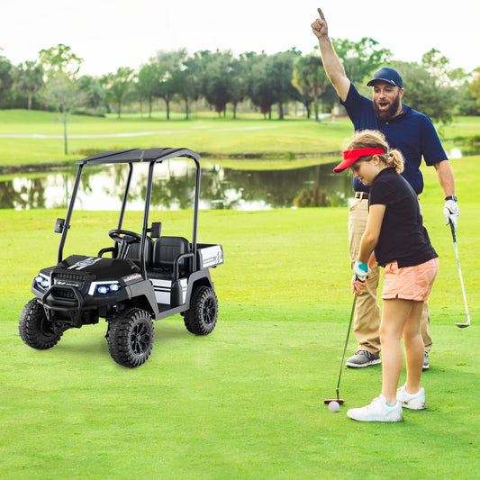 24V Kids Golf Cart, 4WD 2-Seater Ride On Car, Black Powered Ride On Toys Black at Gallery Canada