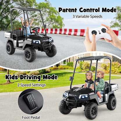 24V Kids Golf Cart, 4WD 2-Seater Ride On Car, Black Powered Ride On Toys at Gallery Canada