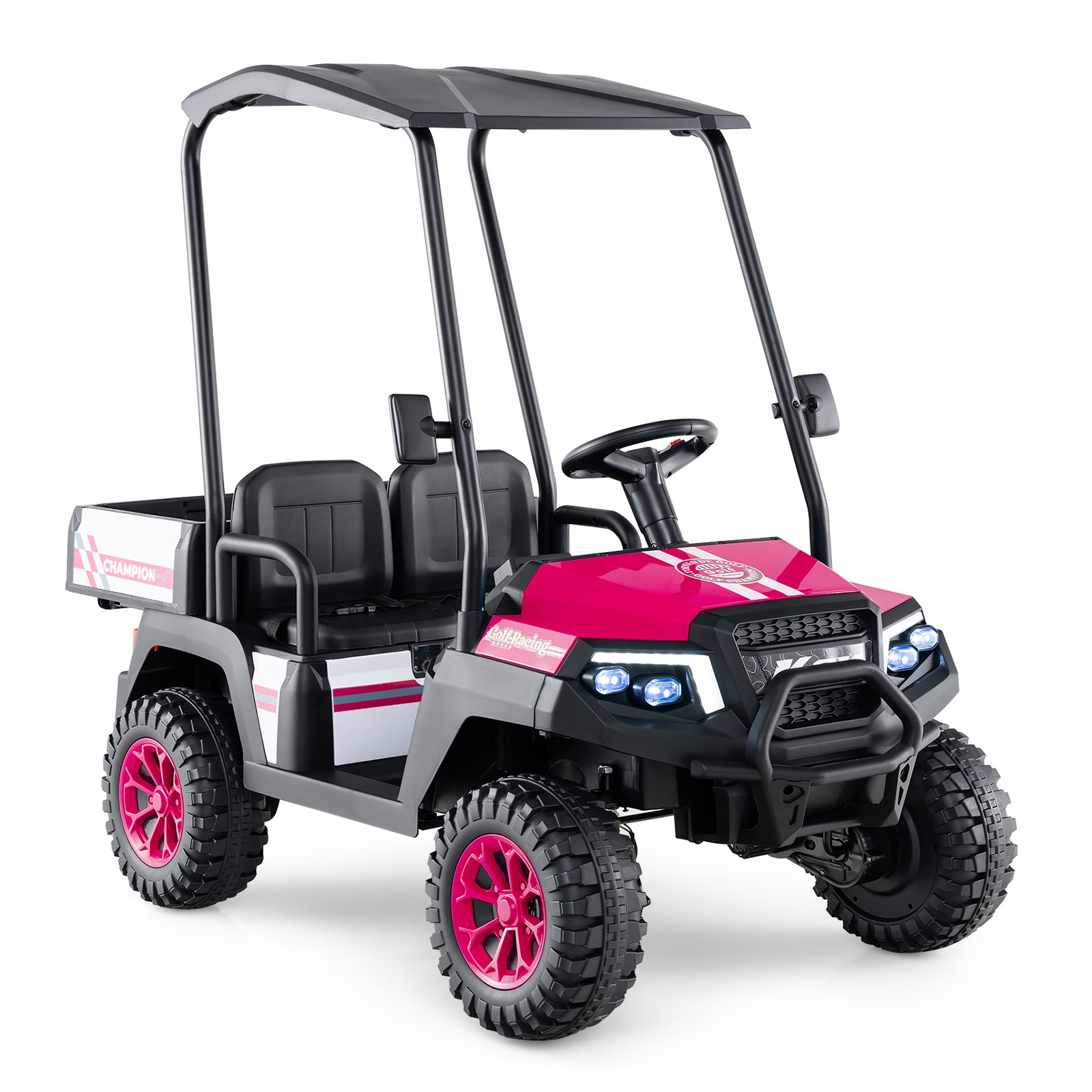24V Kids Golf Cart, 4WD 2-Seater Ride On Car, Pink Powered Ride On Toys at Gallery Canada